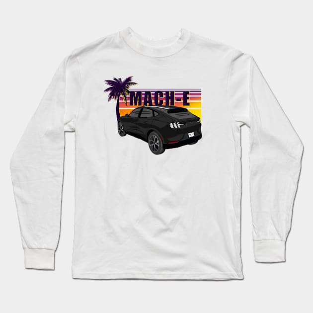 Sunset Mach-E in Shadow Black Long Sleeve T-Shirt by zealology